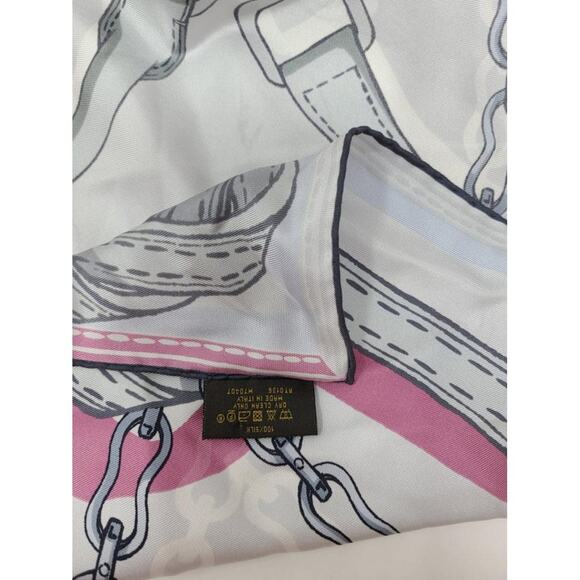 Louis Vuitton Grey multicolor LV Monogram Silk Square Scarf - Picture 7 of 10